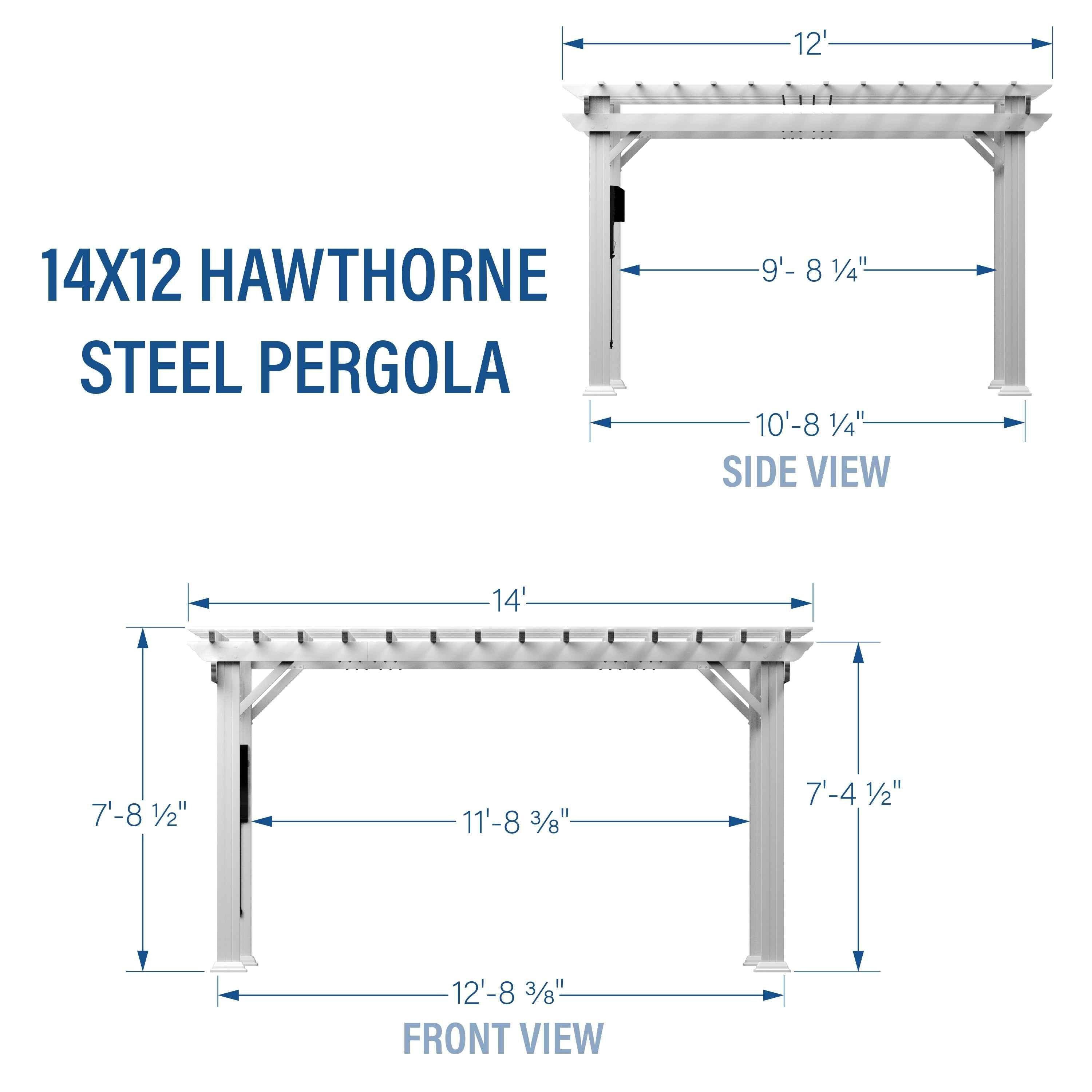 Backyard Discovery 14x12 Hawthorne Traditional Steel Pergola With Sail Shade Soft Canopy.