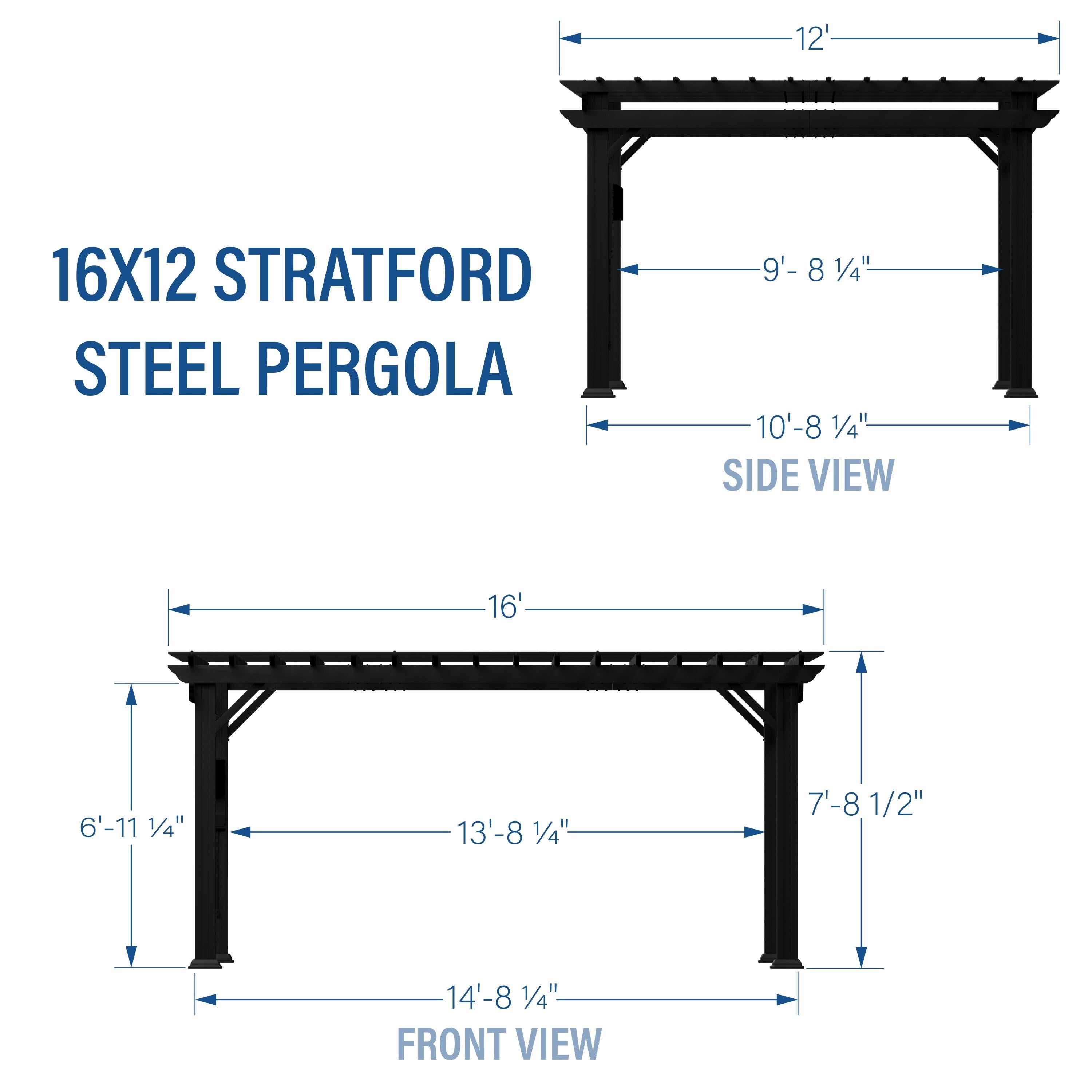 Backyard Discovery 16x12 Stratford Traditional Steel Pergola With Sail Shade Soft Canopy.