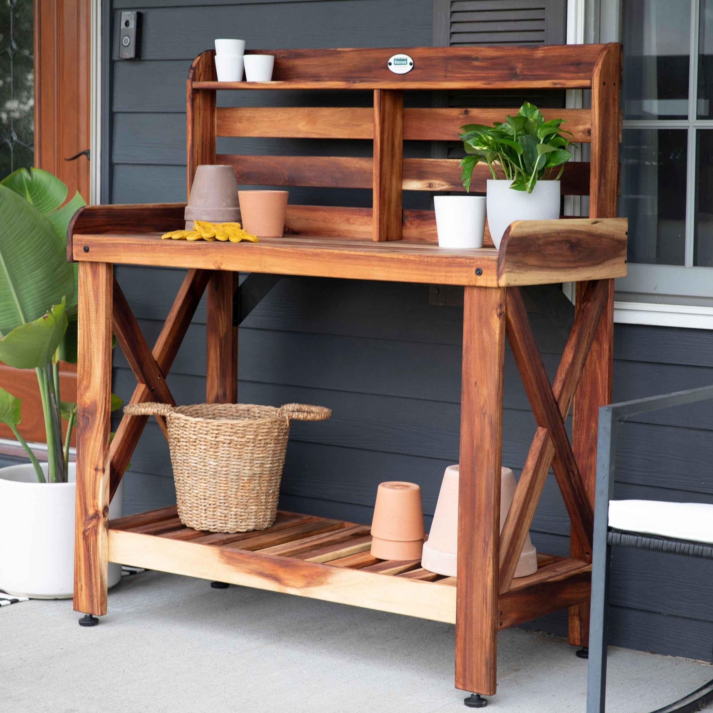 Backyard Discovery Potting Table/Bench/Serving Bar - Acacia Wood.