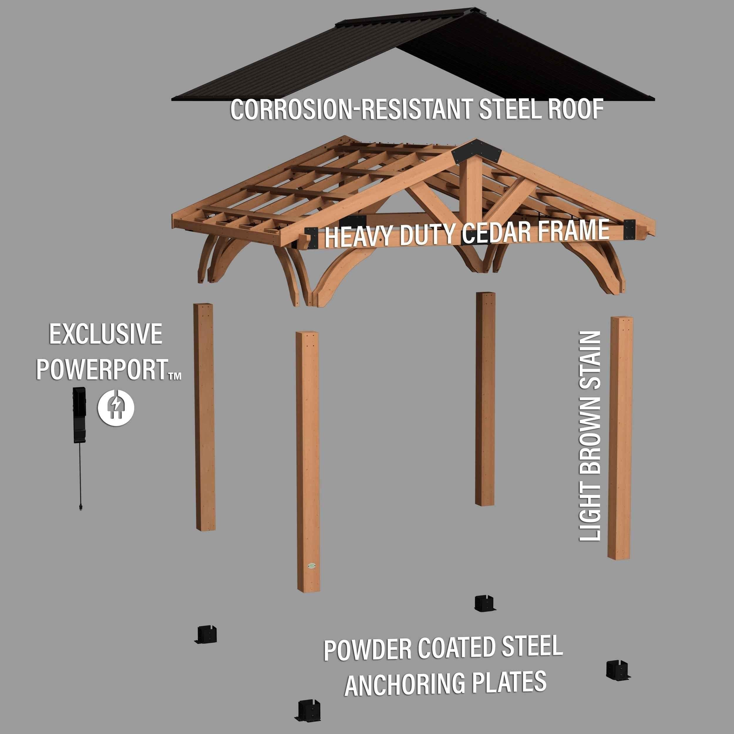 Backyard Discovery 12x10 Arlington Gazebo with Electric - Lt Brown.