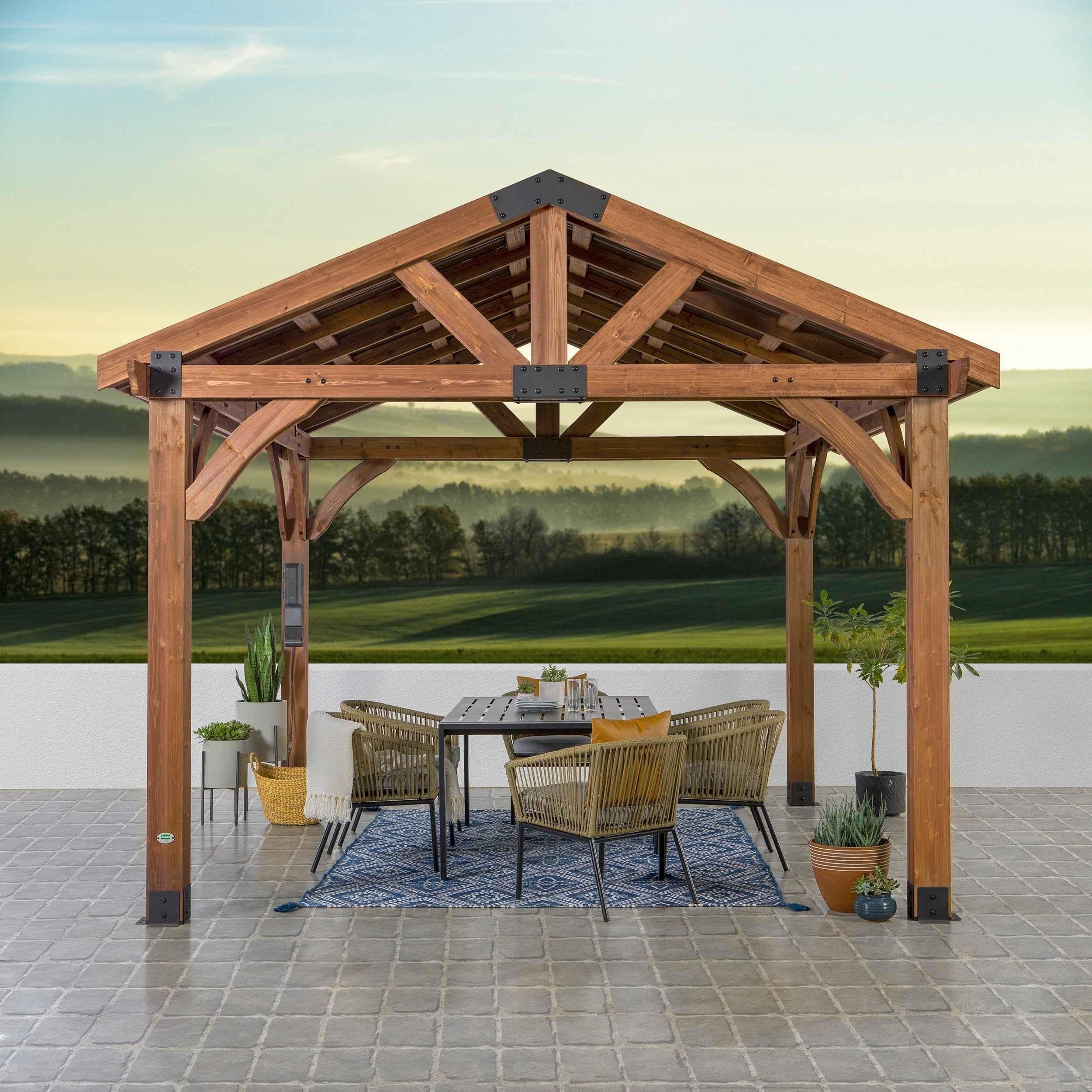 Backyard Discovery 12x12 Arlington Gazebo with Electric - Lt Brown.