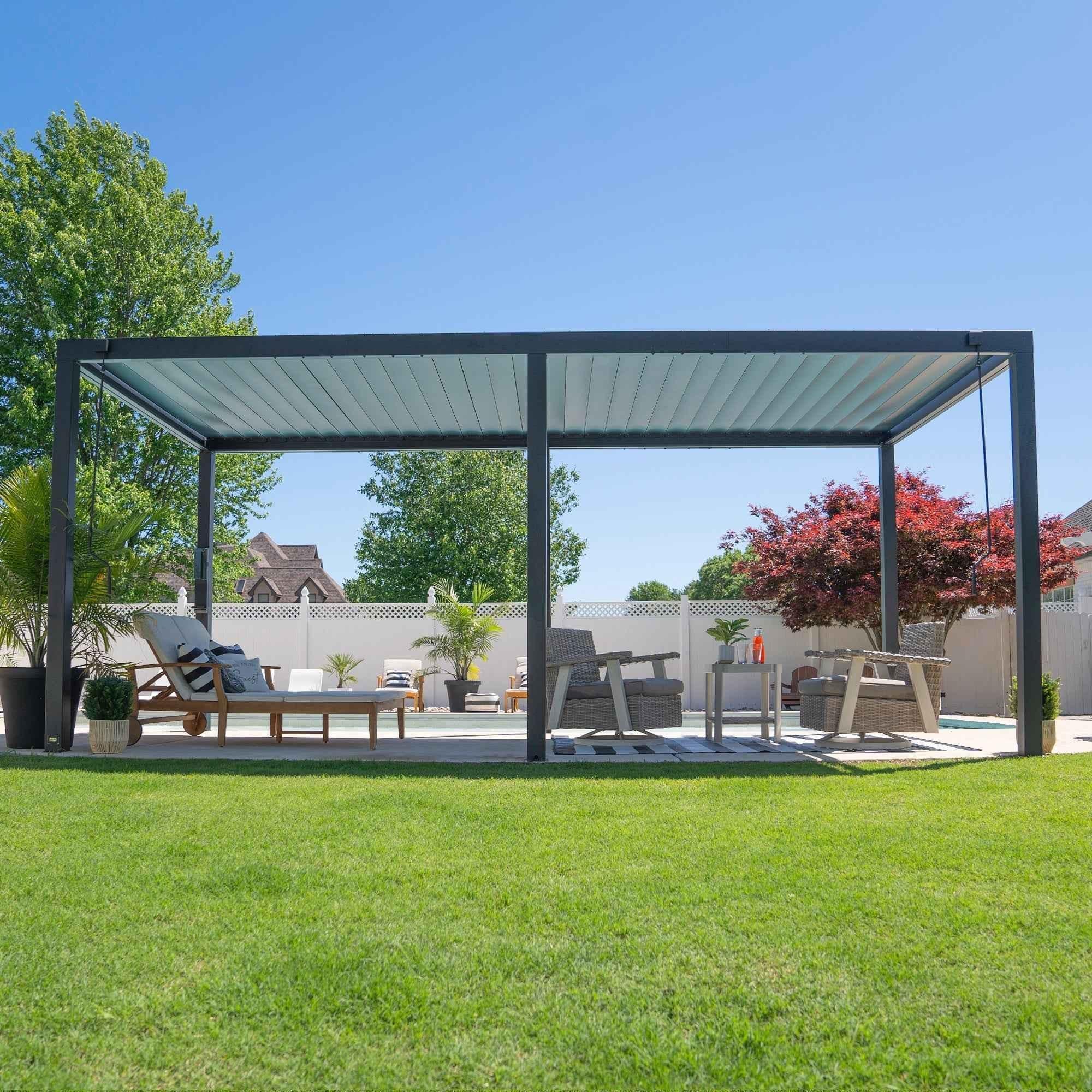 Backyard Discovery 20x10 Sarasota Steel Louvered Pergola.