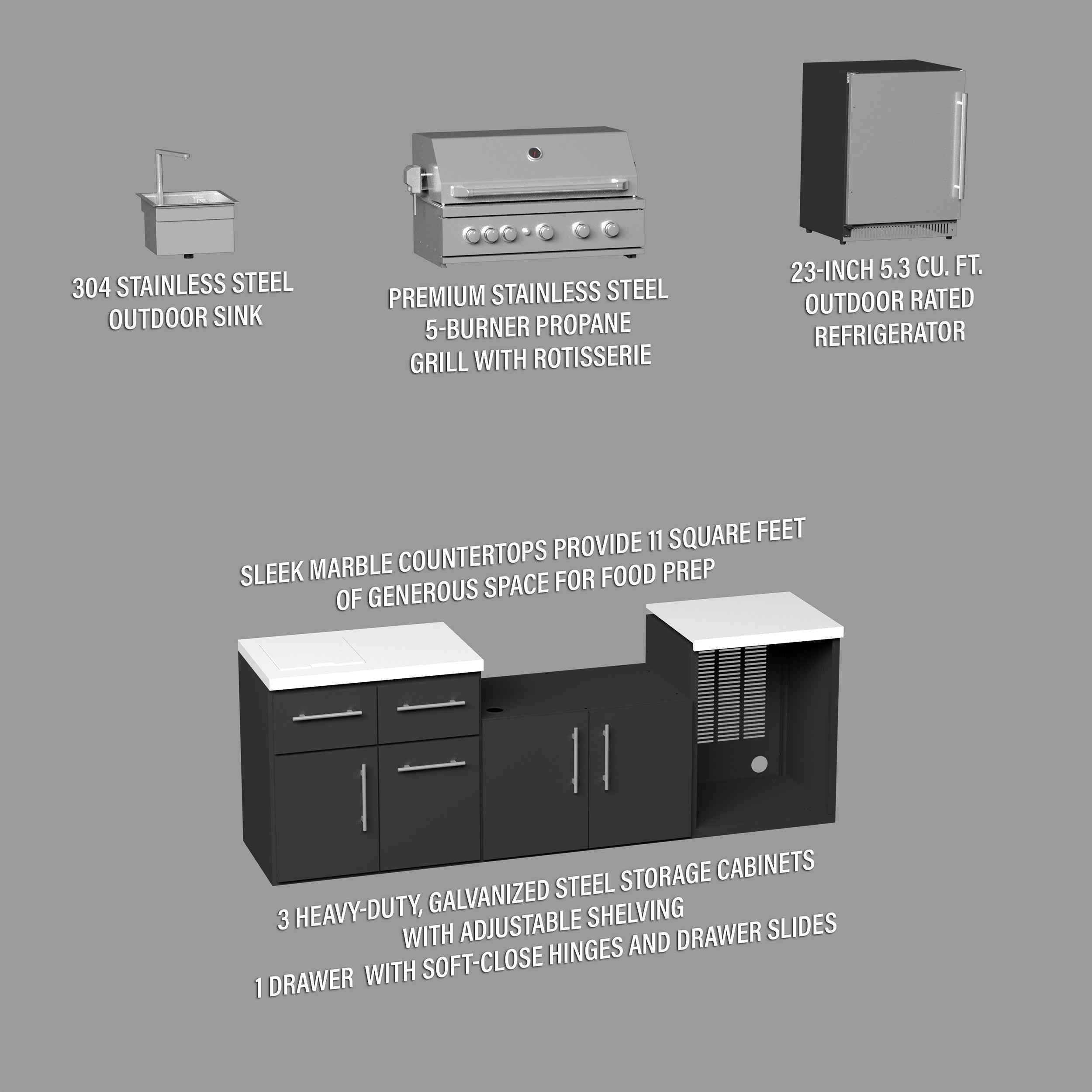 Backyard Discovery Emory 9' Galvanized Steel Outdoor Kitchen Island.