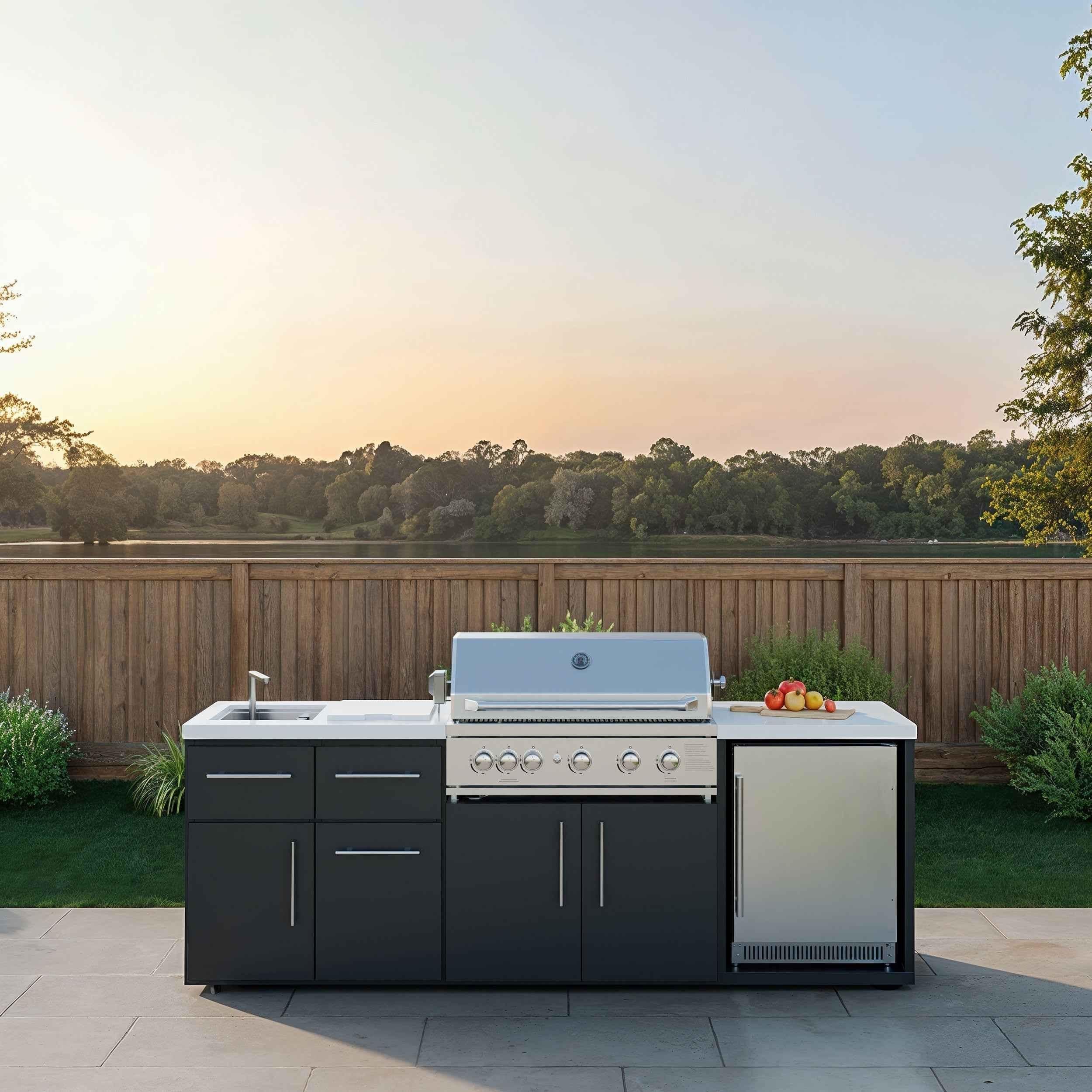 Backyard Discovery Emory 9' Galvanized Steel Outdoor Kitchen Island.