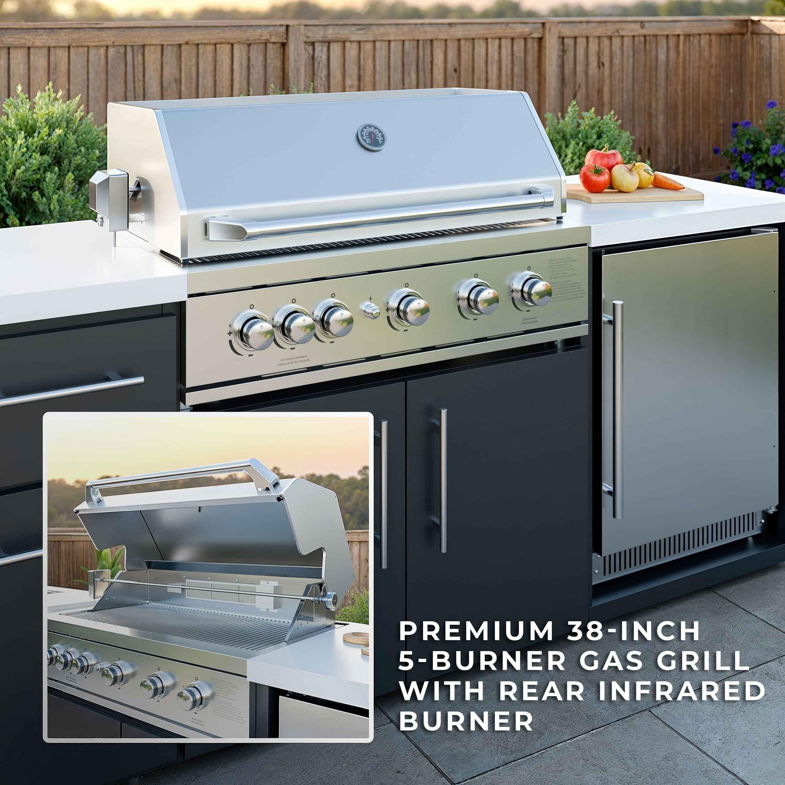 Backyard Discovery Emory 9' Galvanized Steel Outdoor Kitchen Island.