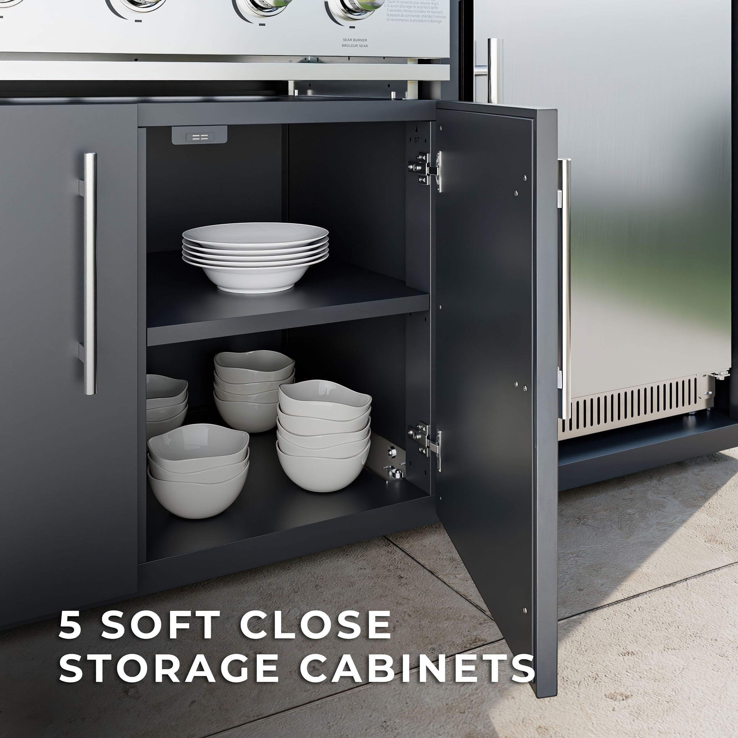 Emory 12' Galvanized Steel Outdoor Kitchen with five storage cabinets