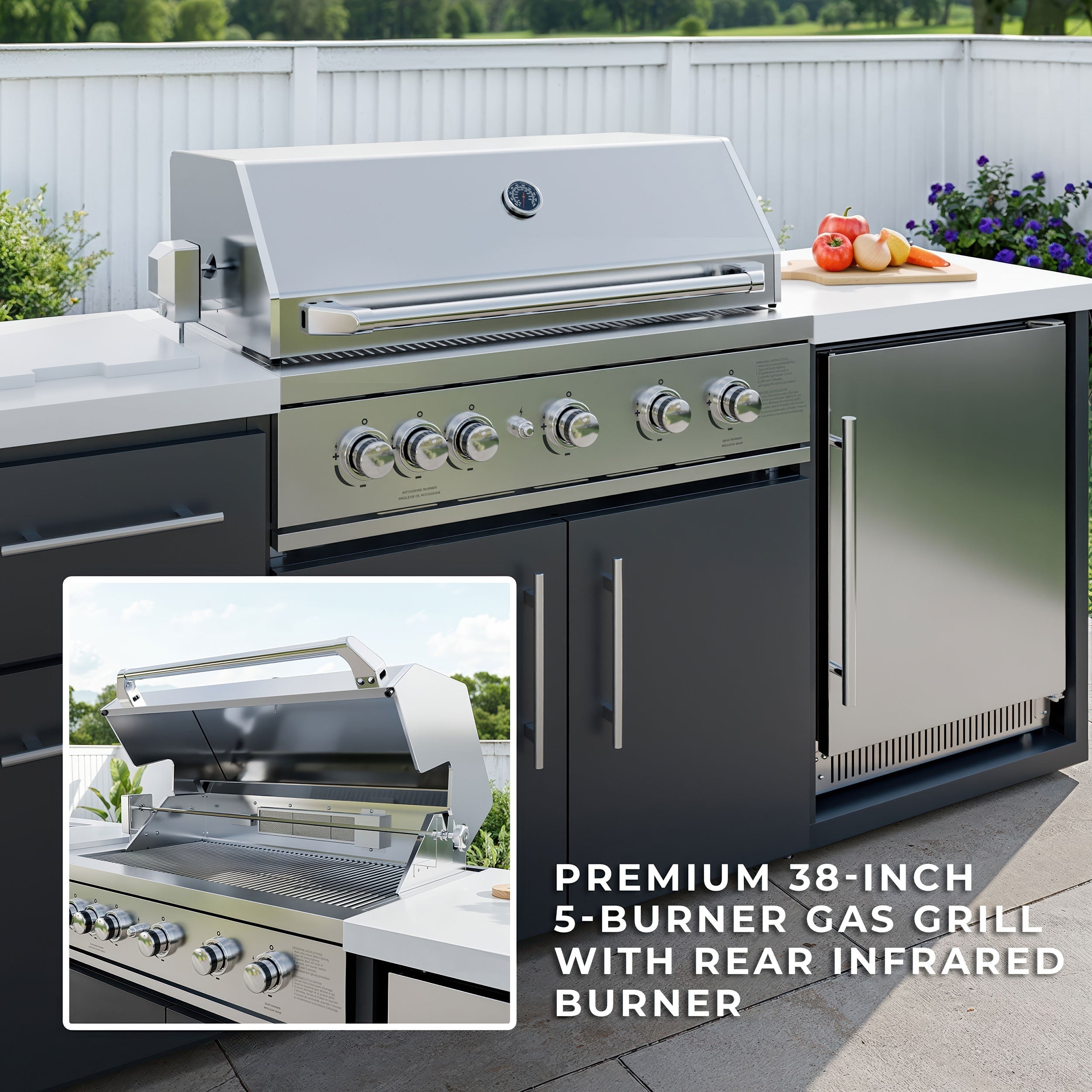 Emory 12' Galvanized Steel Outdoor Kitchen with premium gas grill