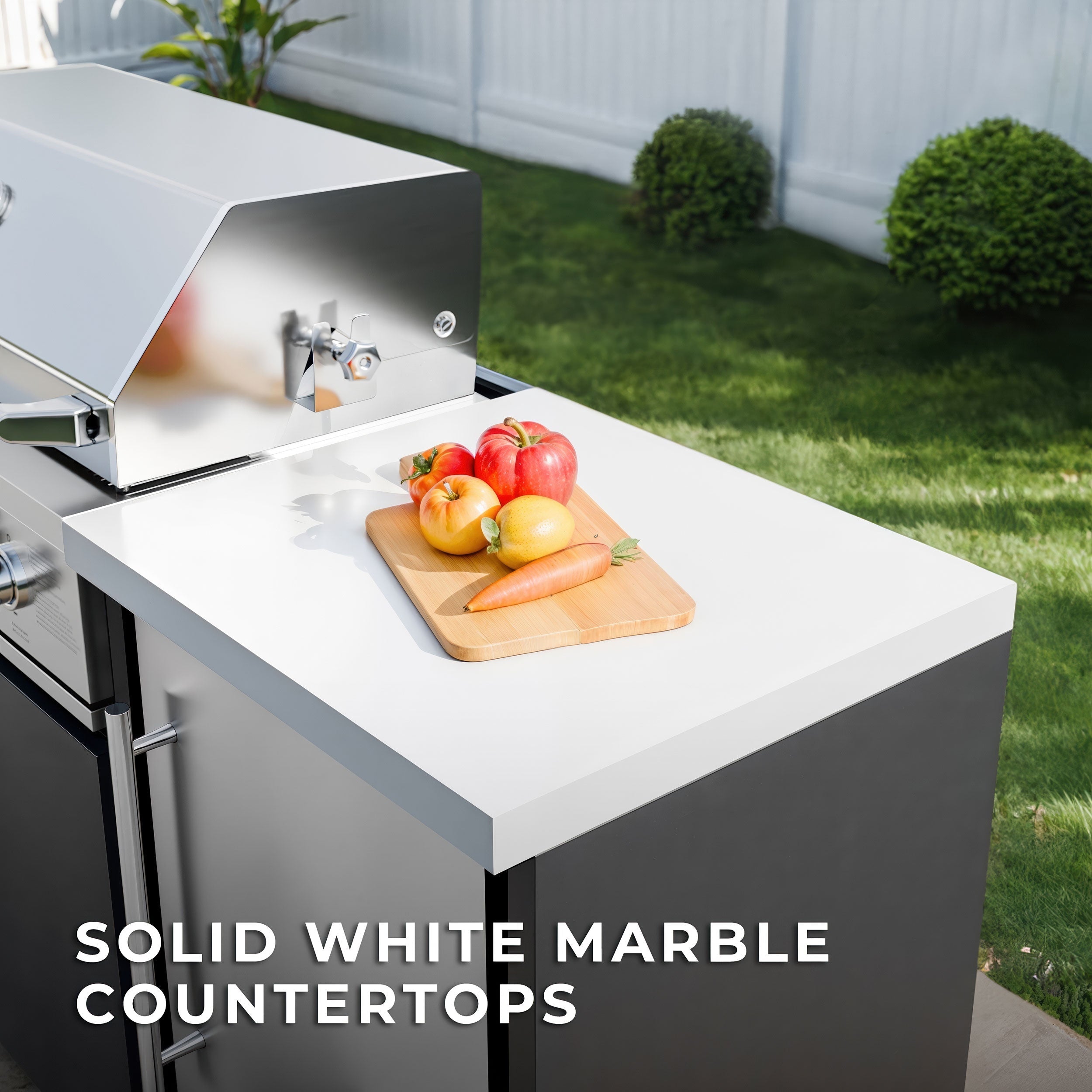 Emory 12' Galvanized Steel Outdoor Kitchen with white marble countertops