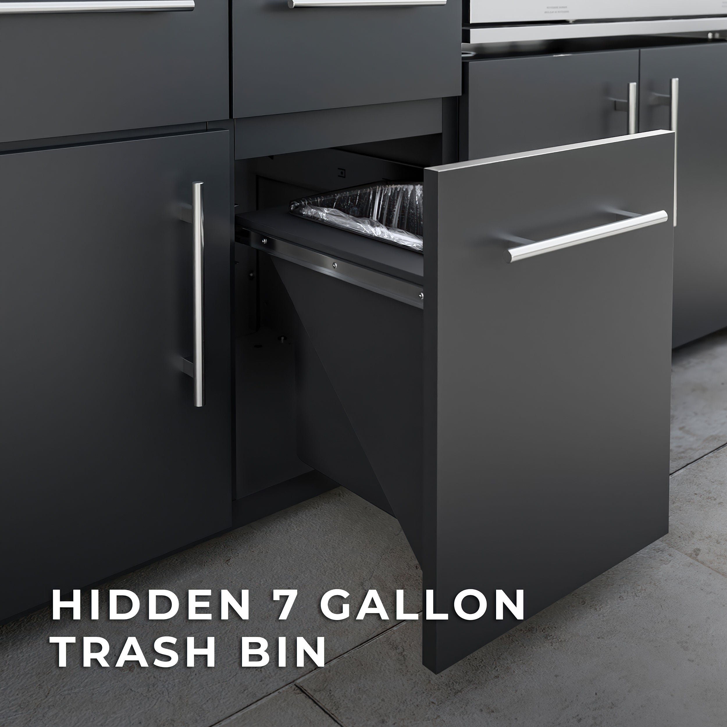 Emory 12' Galvanized Steel Outdoor Kitchen hidden trash bin