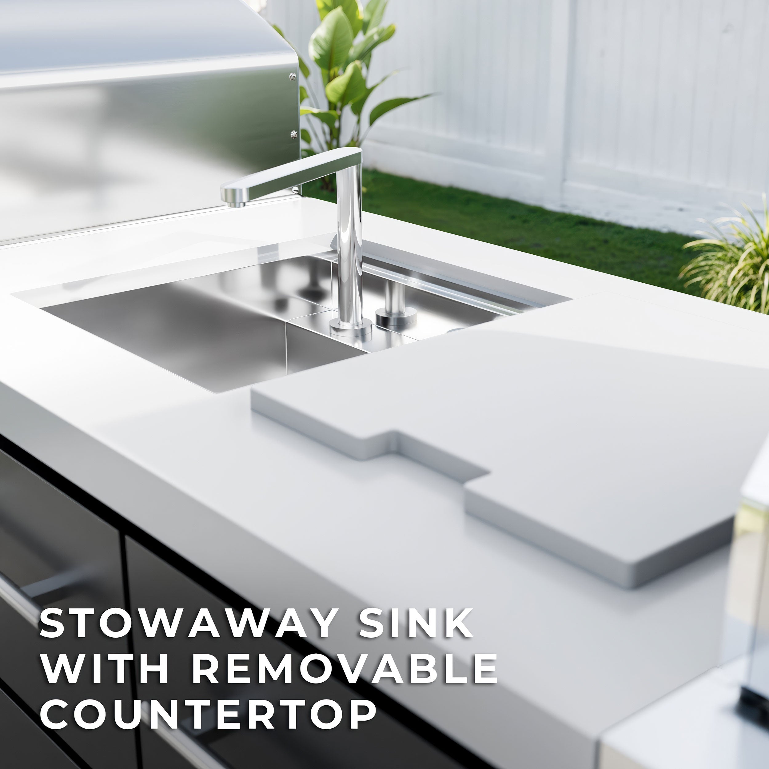 Emory 12' Galvanized Steel Outdoor Kitchen with stowaway sink