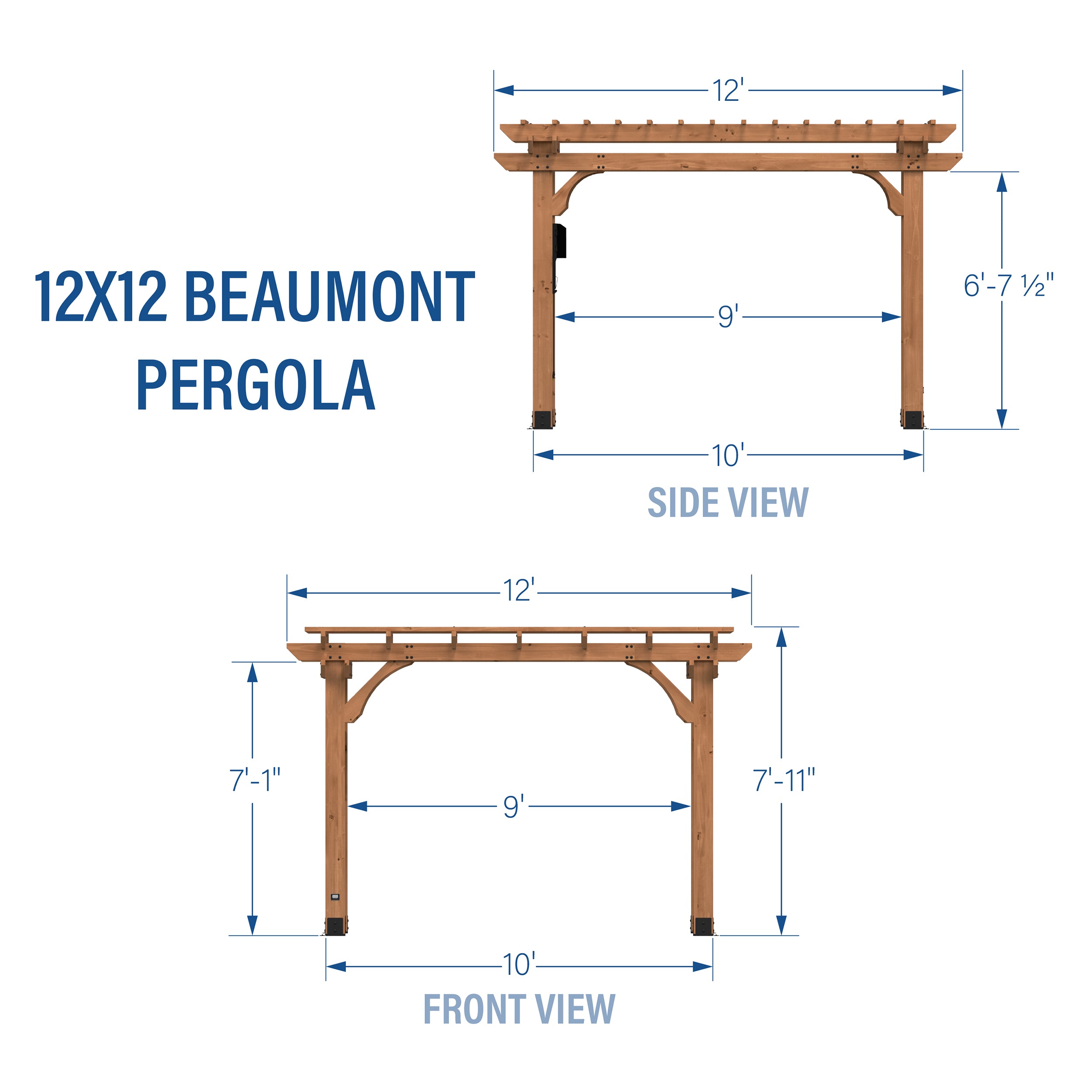12x12 Beaumont Pergola Imperial Dimensions