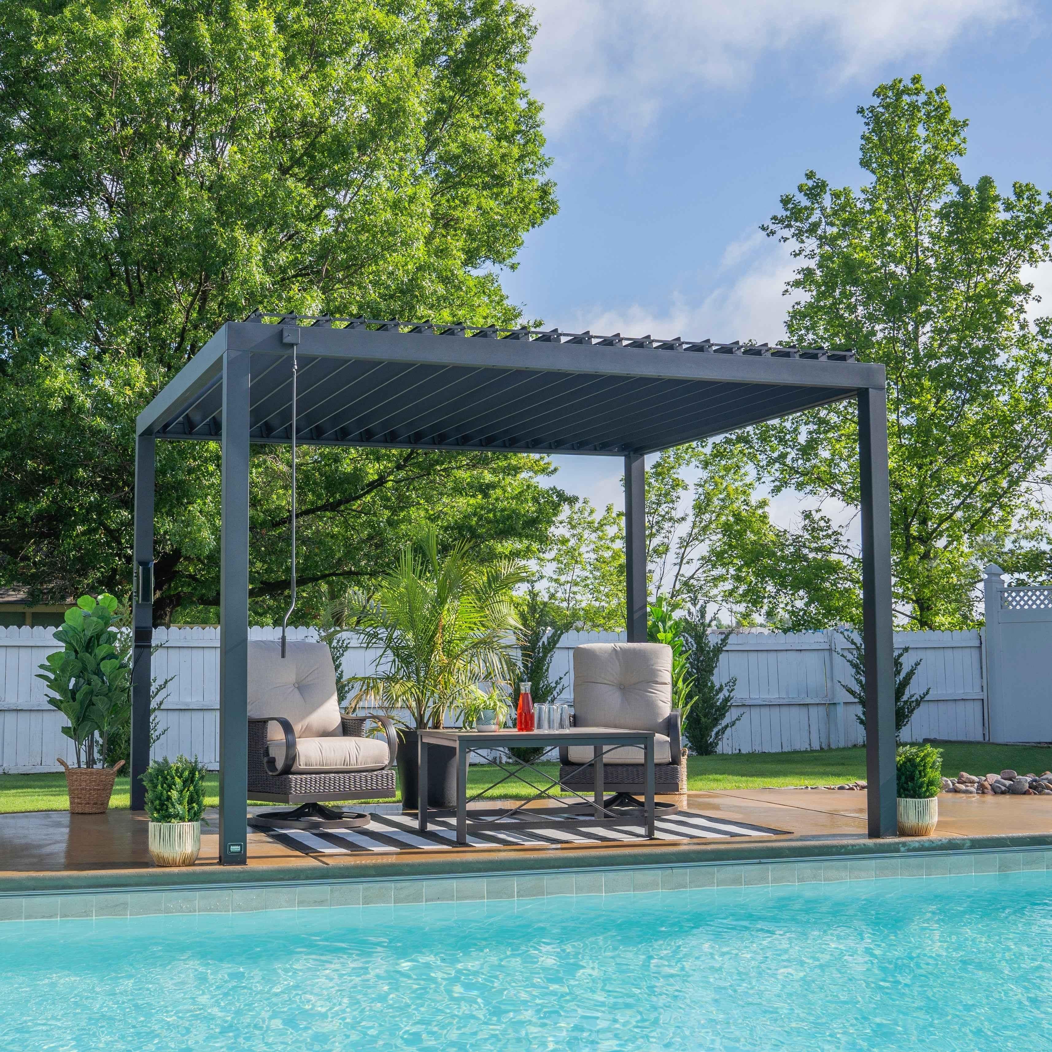Backyard Discovery 12x10 Sarasota Steel Louvered Pergola.