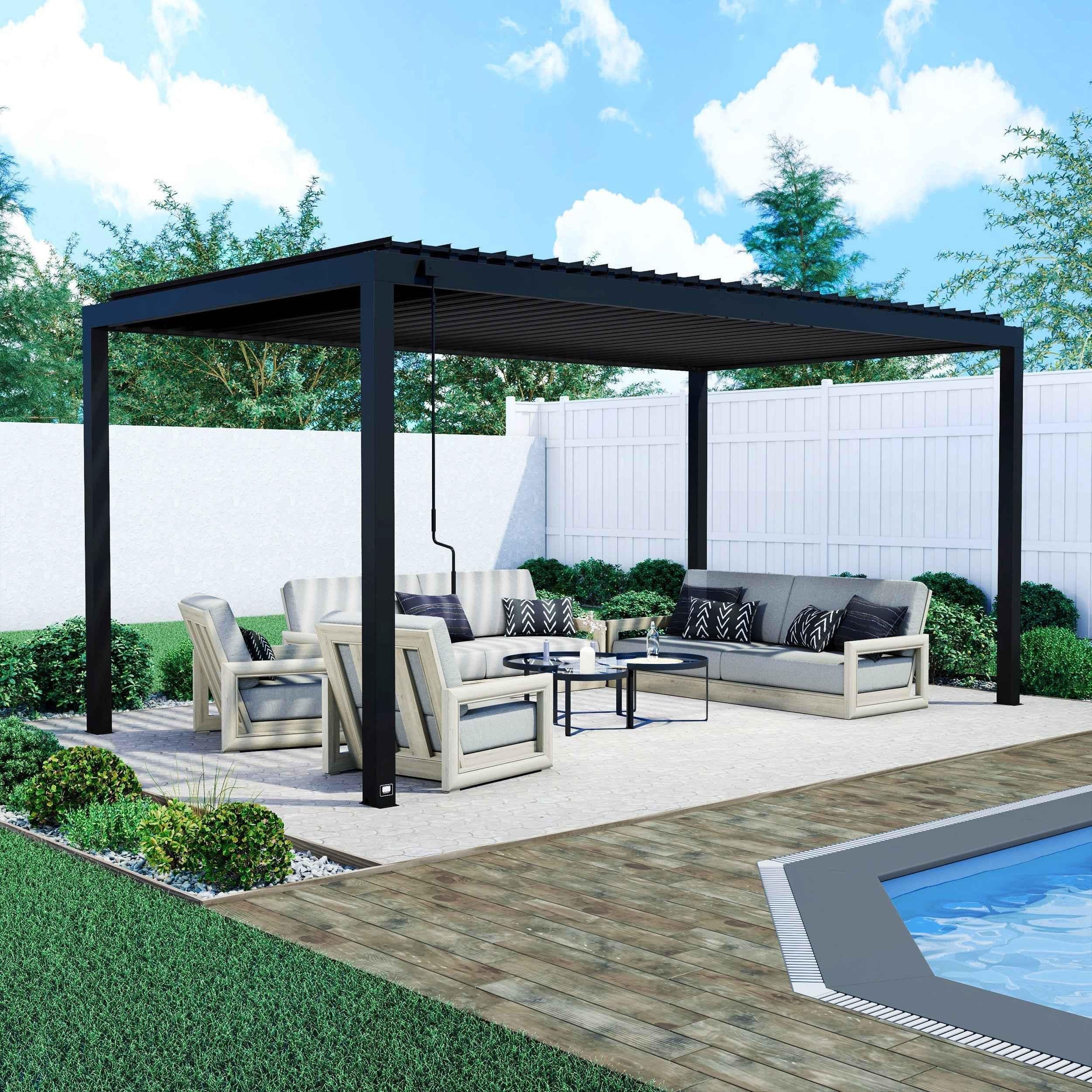 Backyard Discovery 18x10 Sarasota Steel Louvered Pergola.