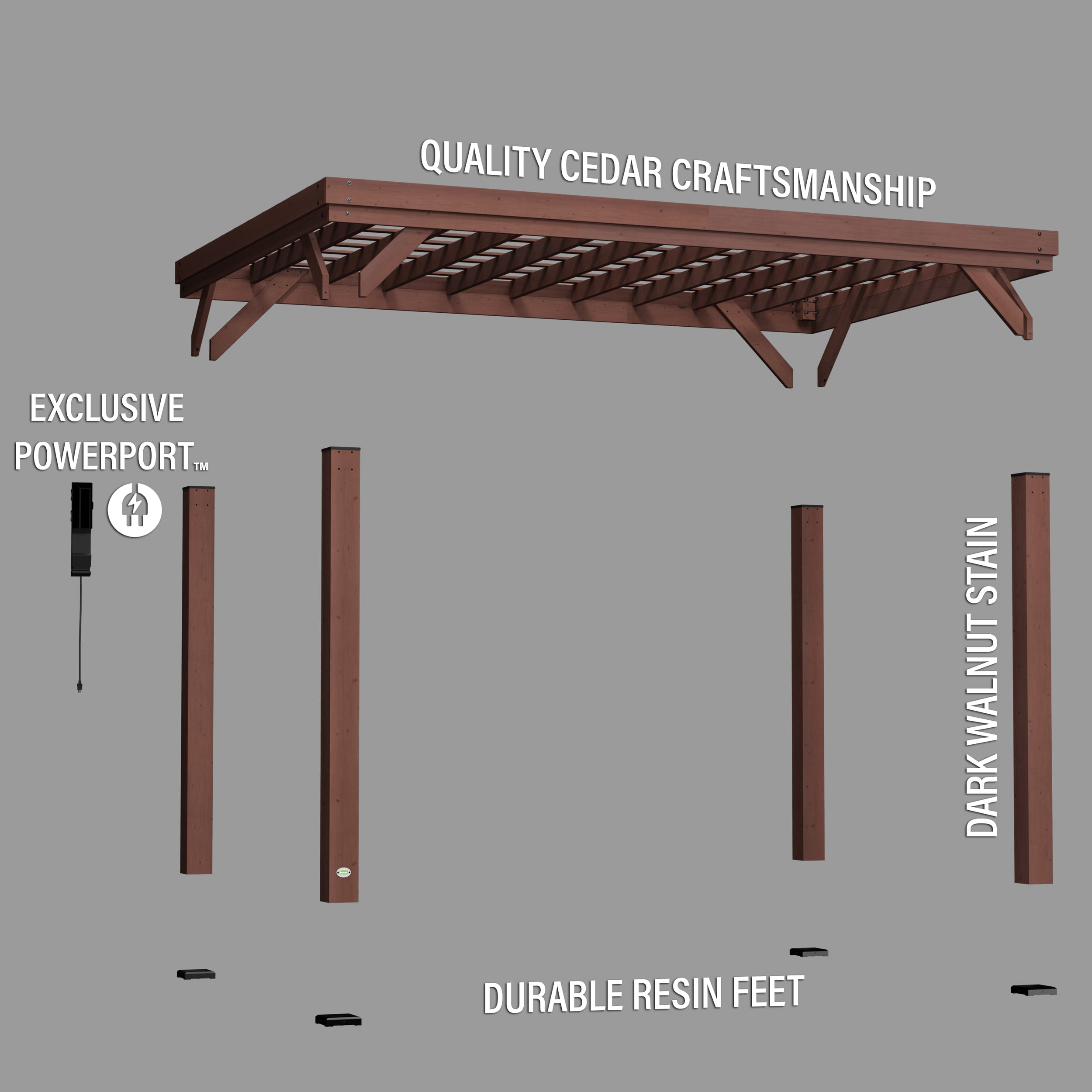 14x10 Brockton Pergola Exploded View