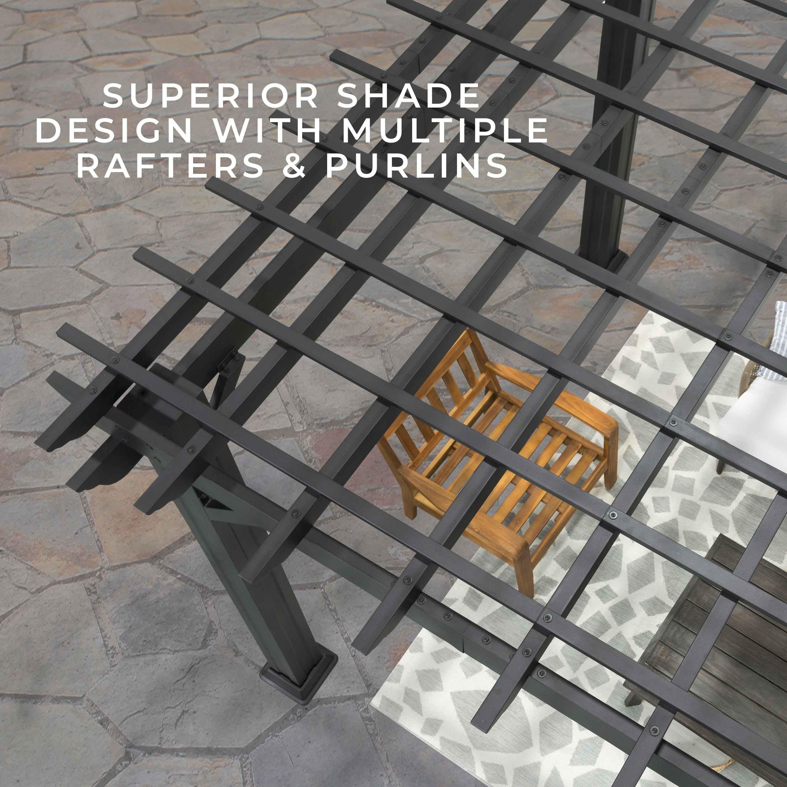 Backyard Discovery 14x12 Stratford Traditional Steel Pergola With Sail Shade Soft Canopy.