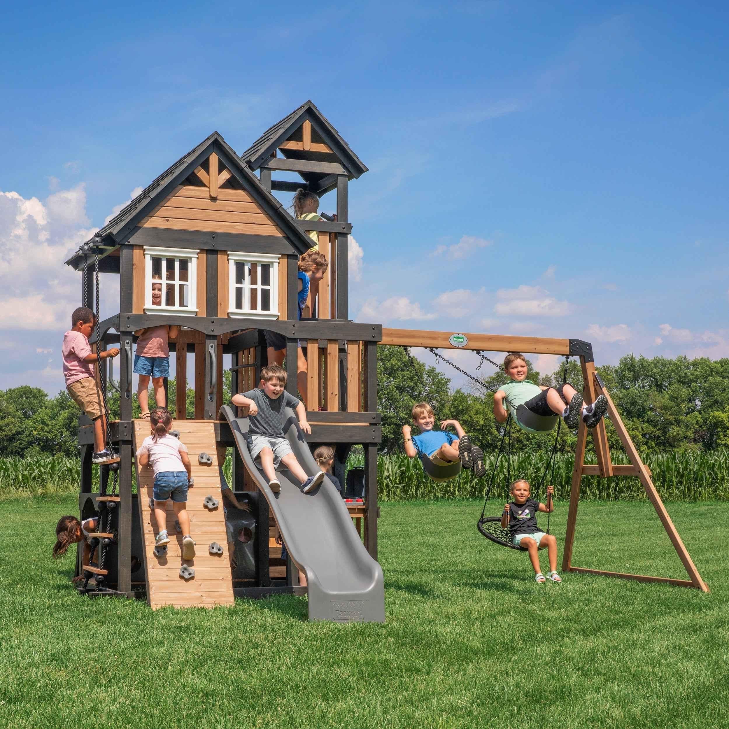 Backyard Discovery Mystic Tower Swing Set.