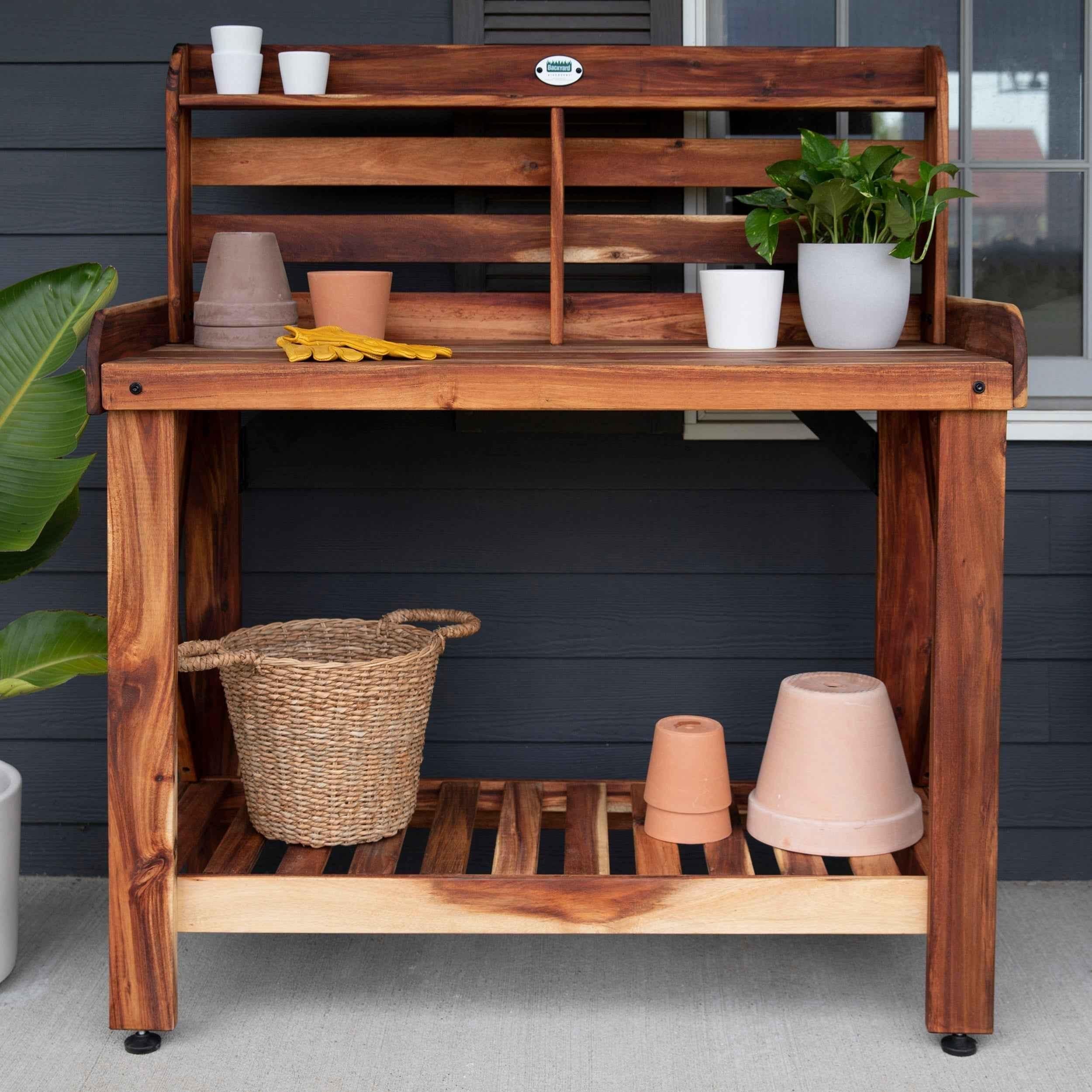 Backyard Discovery Potting Table/Bench/Serving Bar - Acacia Wood.