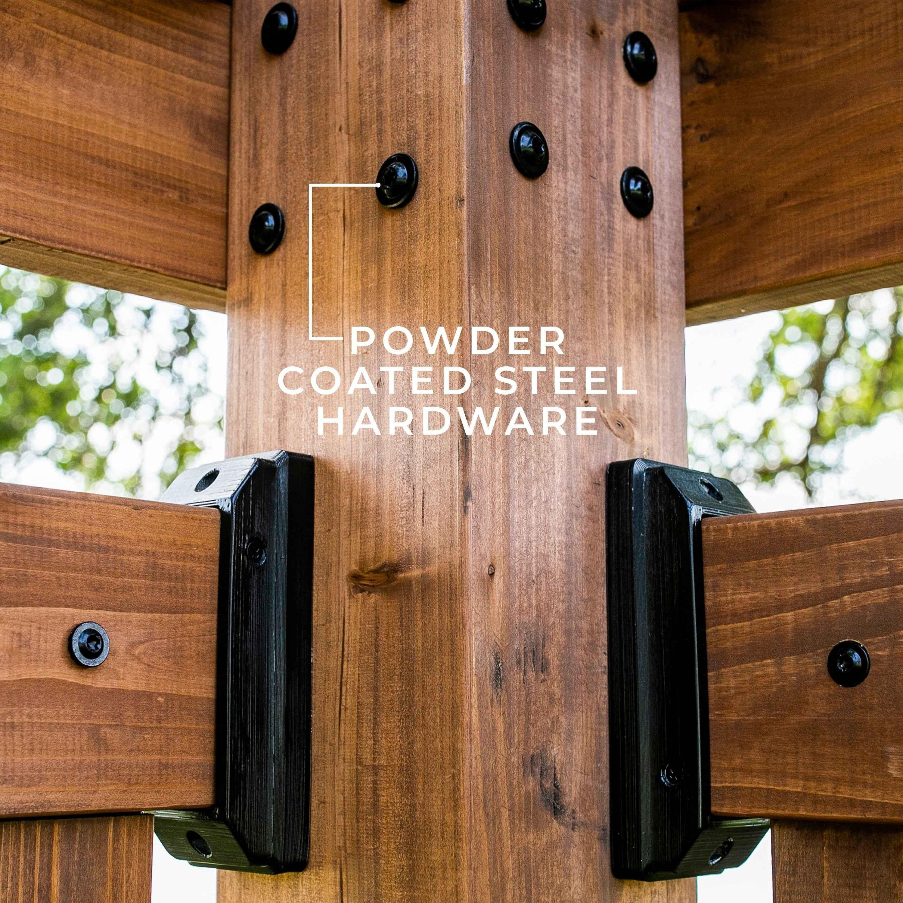 Backyard Discovery Tuscany Corner Pergola with Conversation Seating - Bamboo Panels.