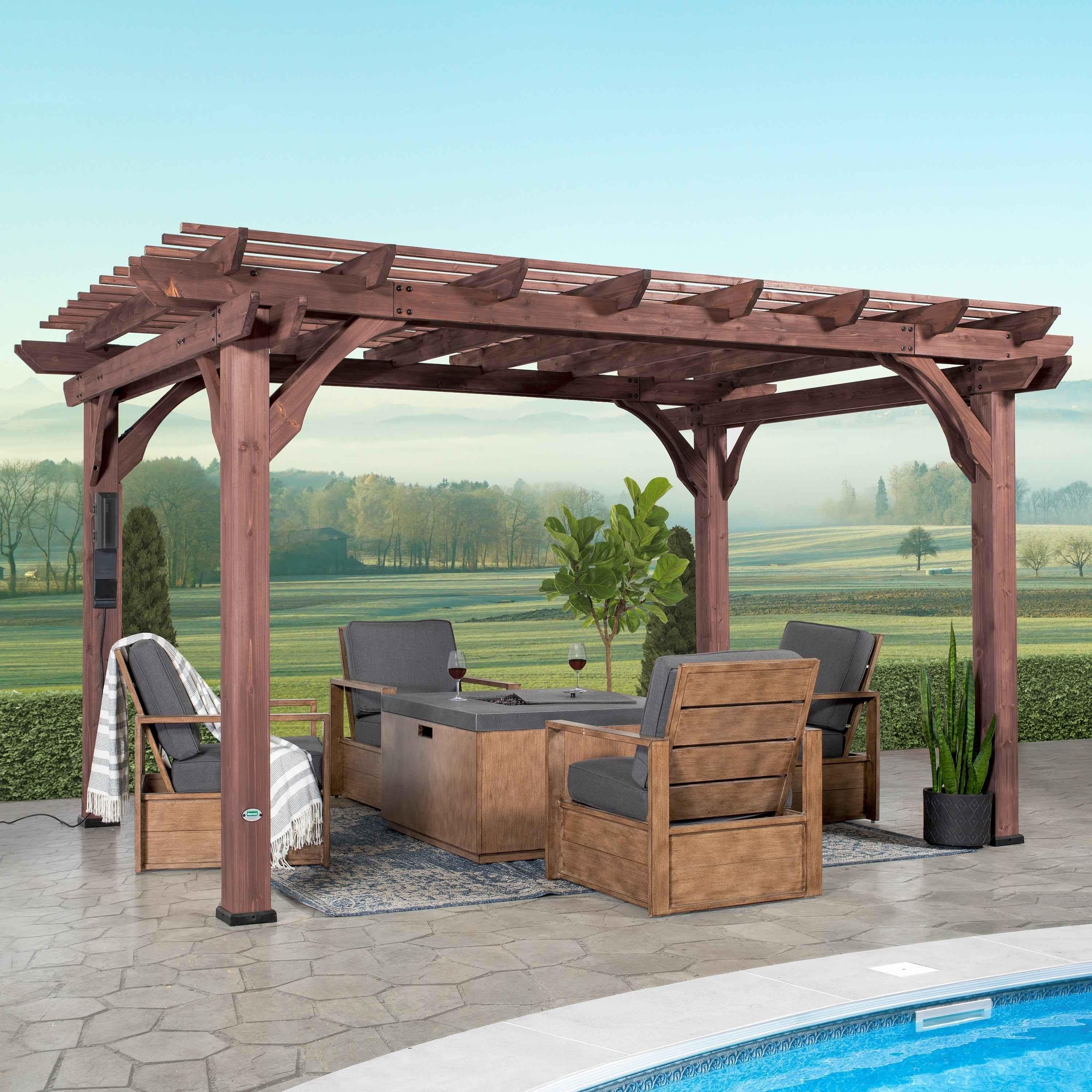 Backyard Discovery 14x10 Somerville Pergola - Walnut Stain.