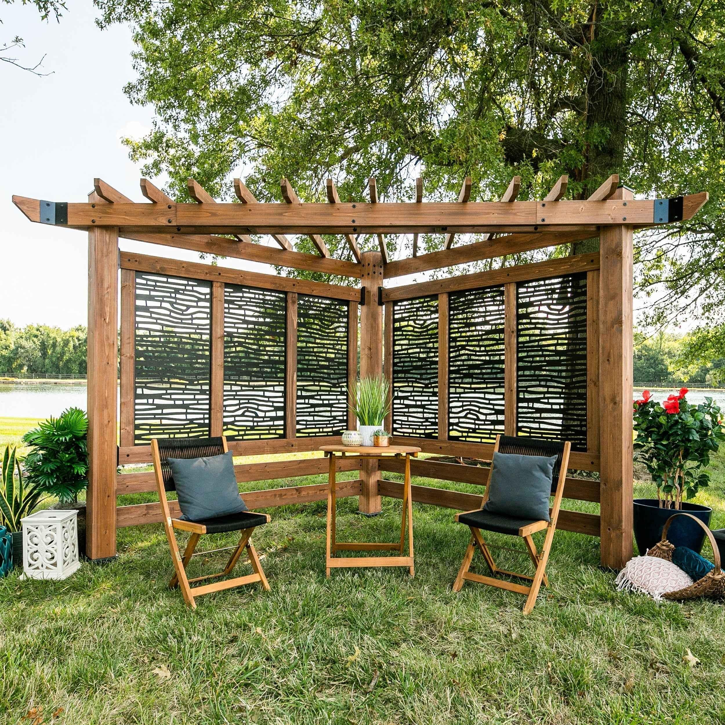 Backyard Discovery Verona Corner Pergola-Bamboo Panels.