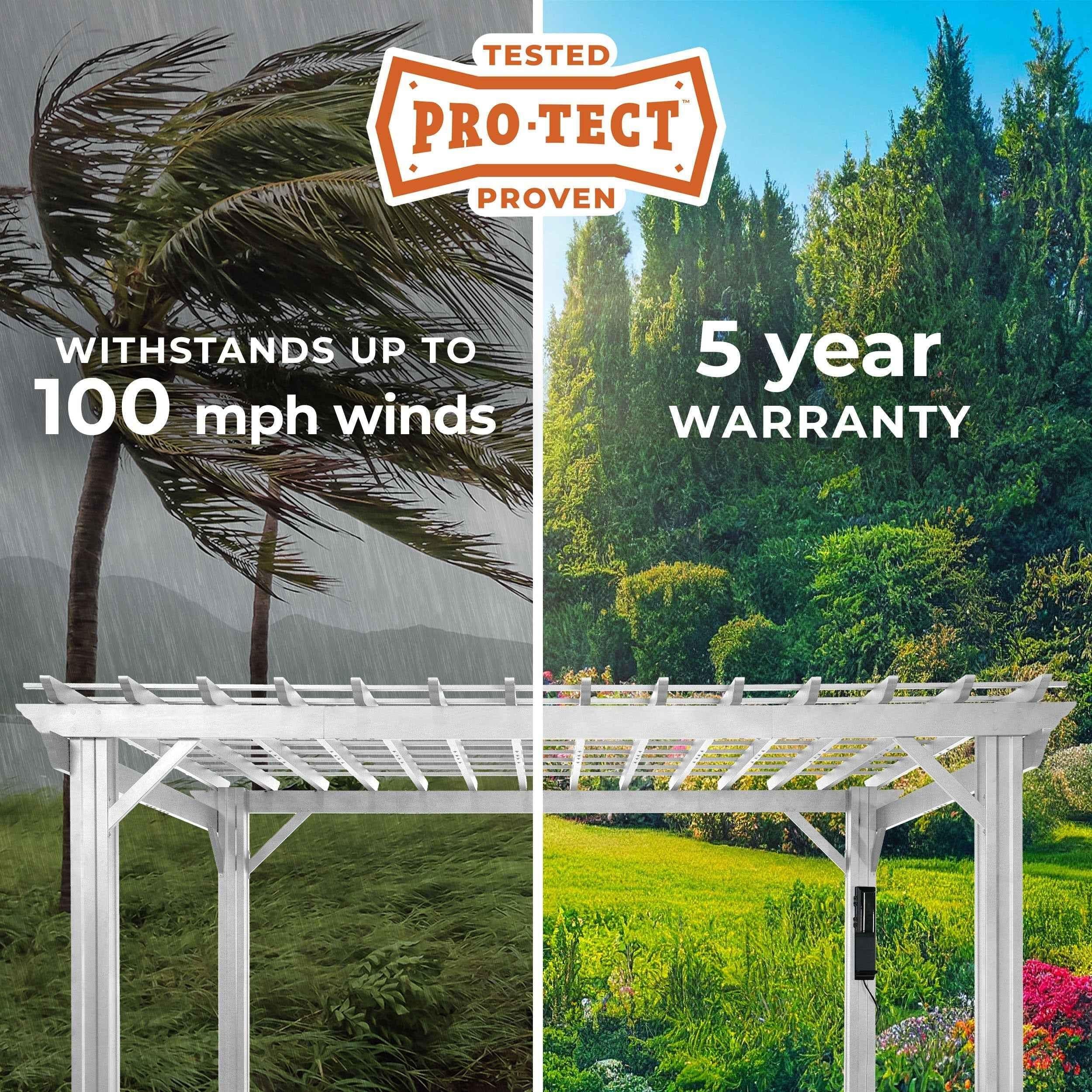 Backyard Discovery 16x12 Hawthorne Traditional Steel Pergola With Sail Shade Soft Canopy.