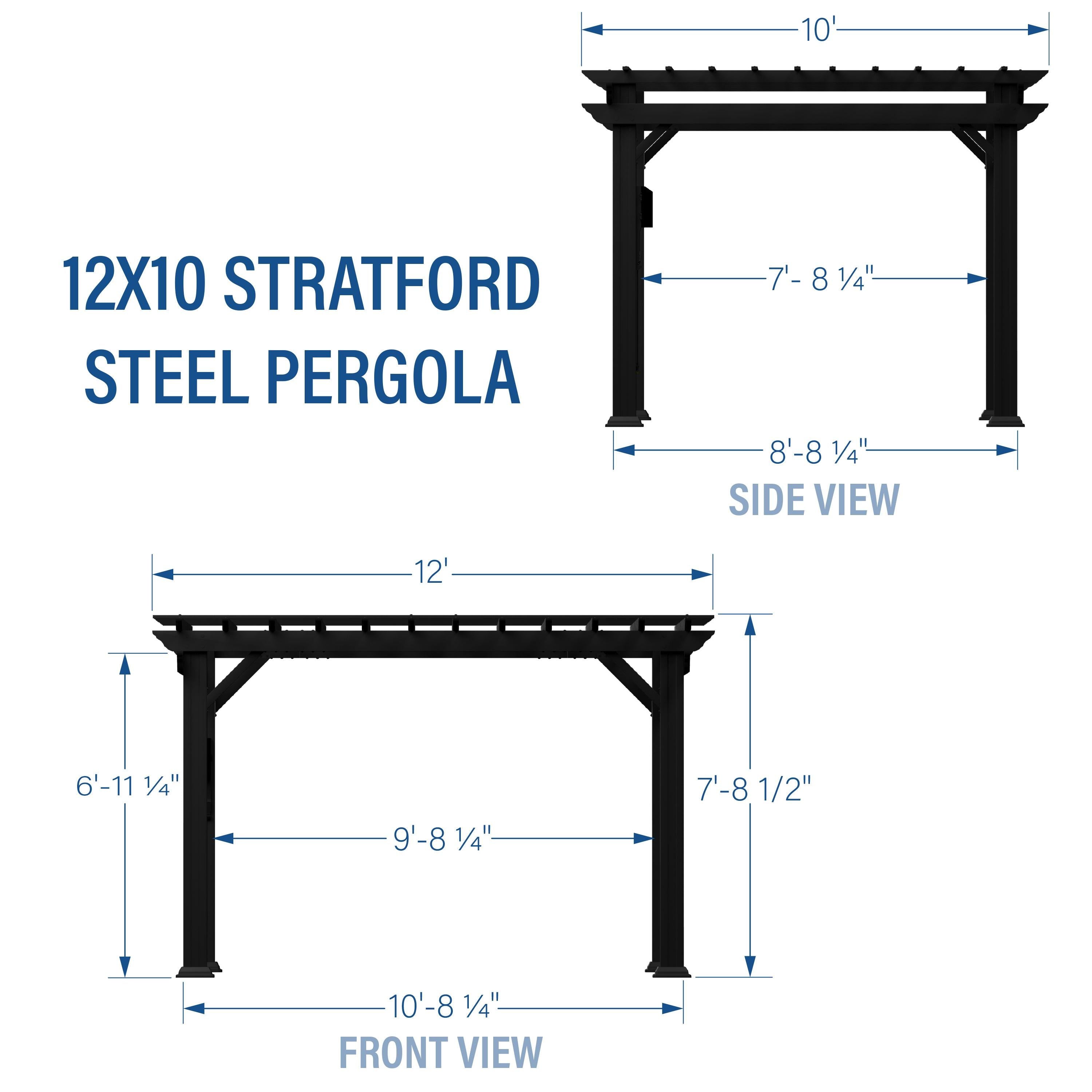 Backyard Discovery 12x10 Stratford Traditional Steel Pergola With Sail Shade Soft Canopy.