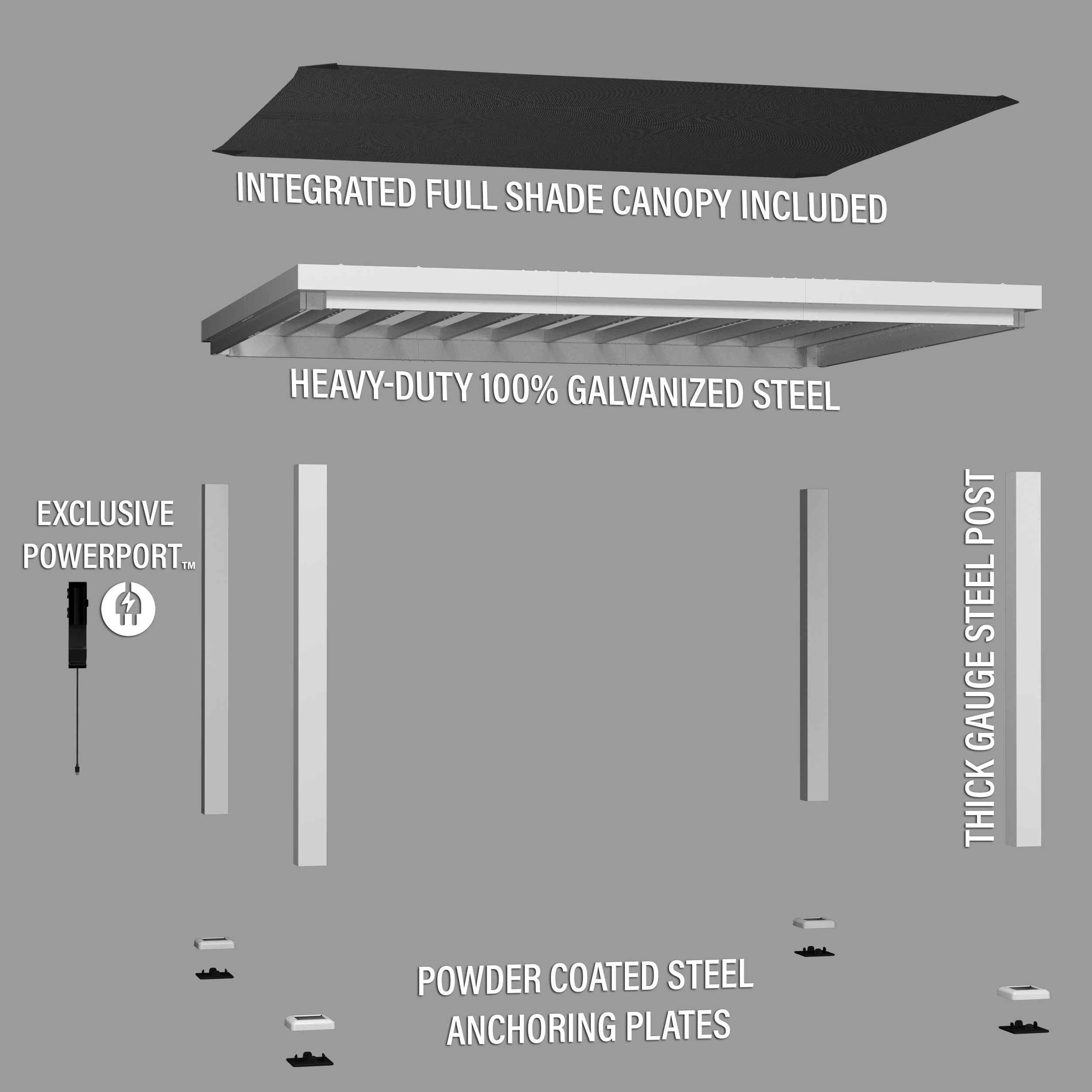 Backyard Discovery 14x12 Windham Modern Steel Pergola With Sail Shade Soft Canopy.