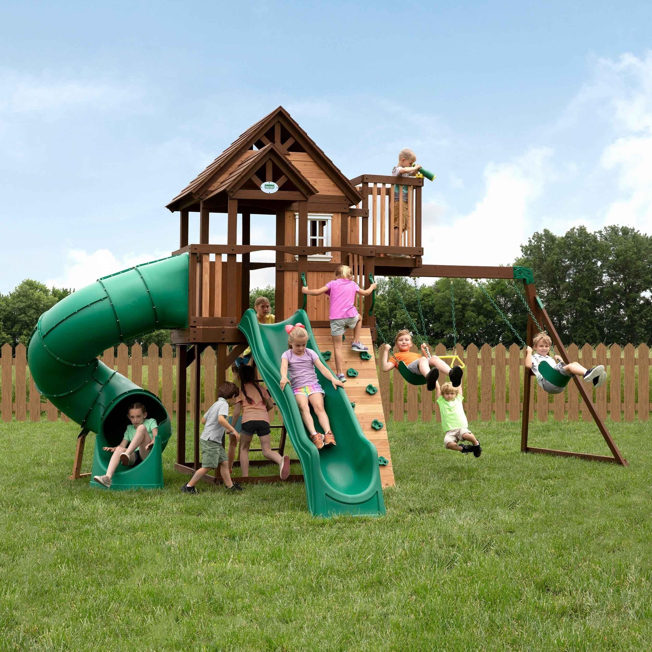 Backyard Discovery Skyfort III Swing Set.