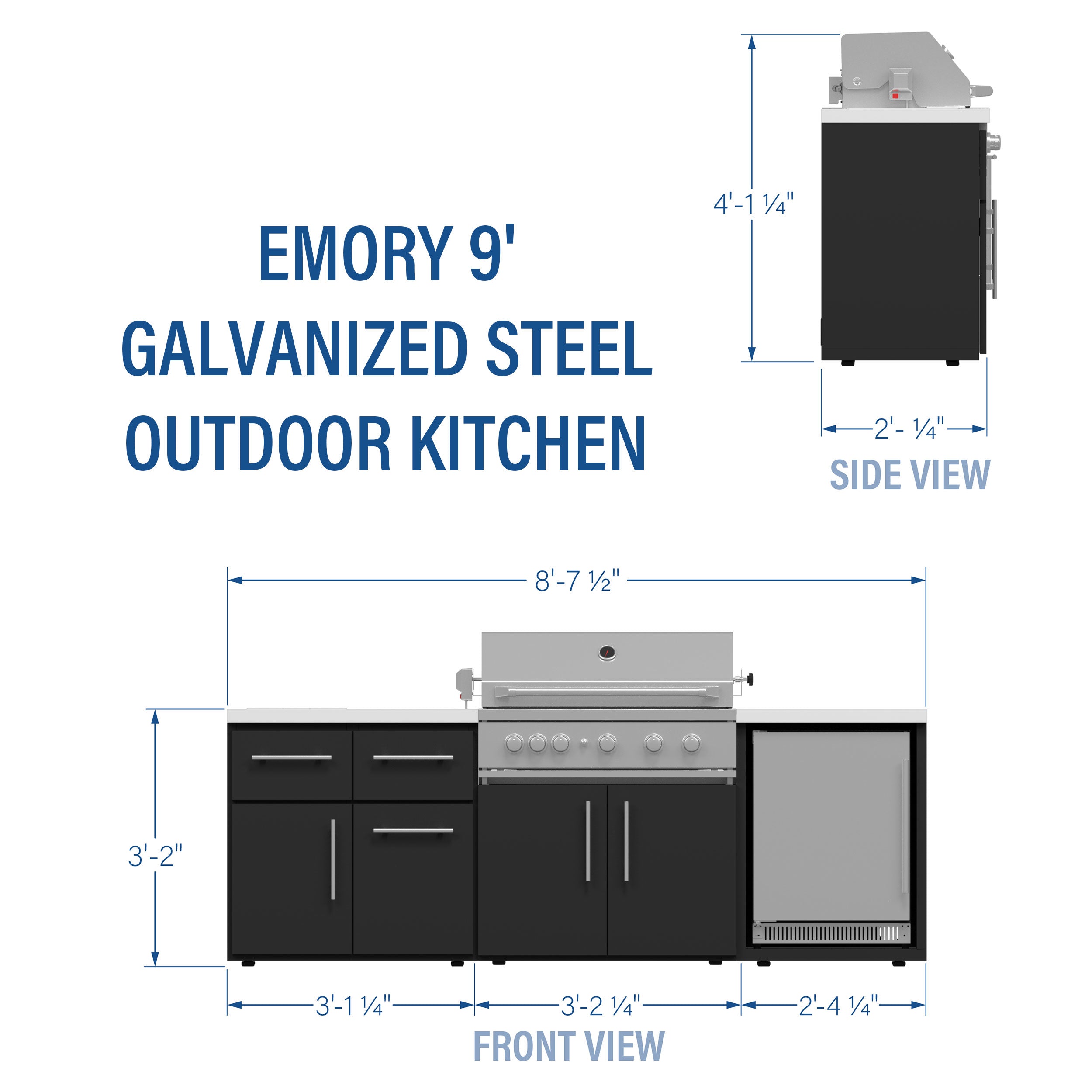 Emory 9foot Galvanized Steel Kitchen Dimensions