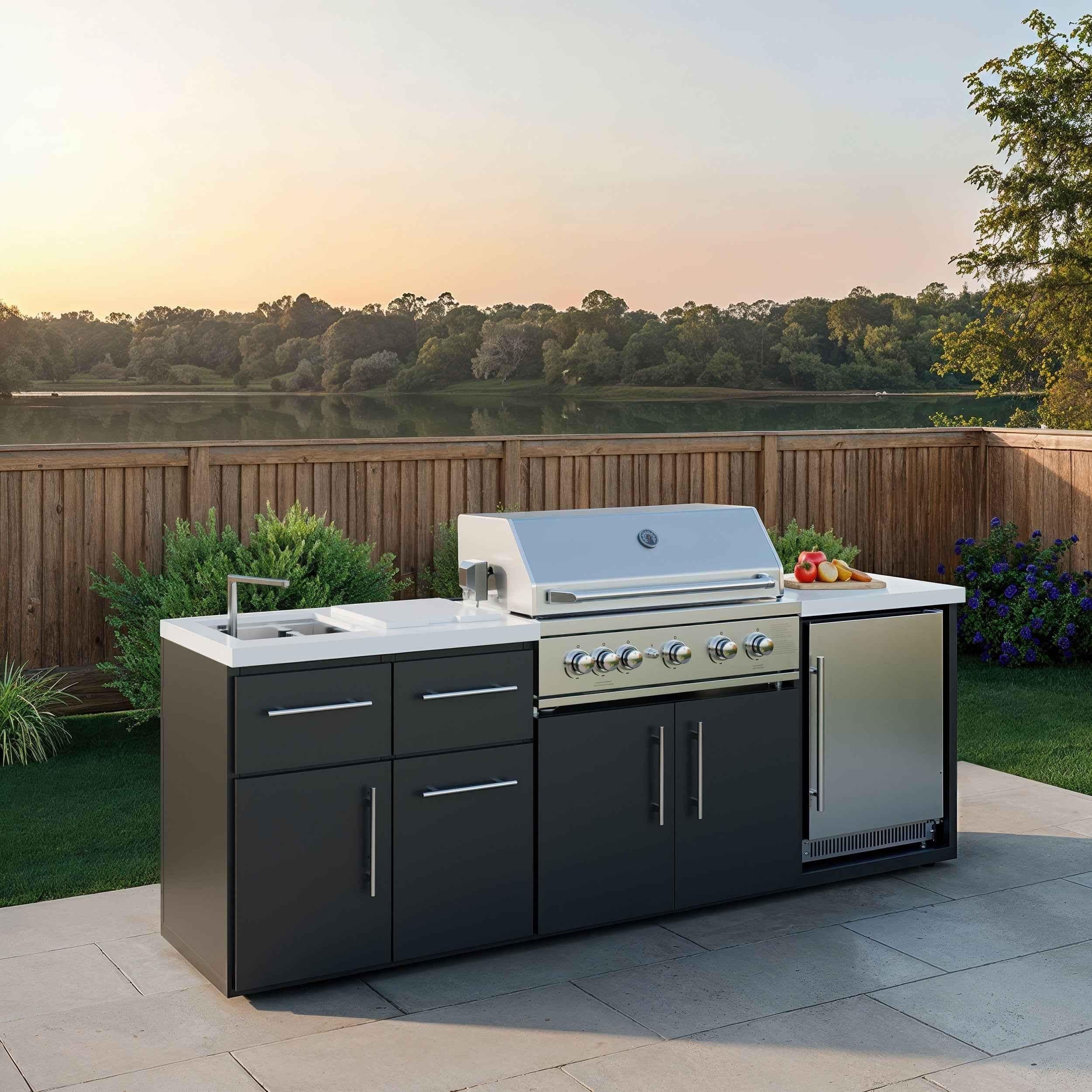 Backyard Discovery Emory 9' Galvanized Steel Outdoor Kitchen Island.