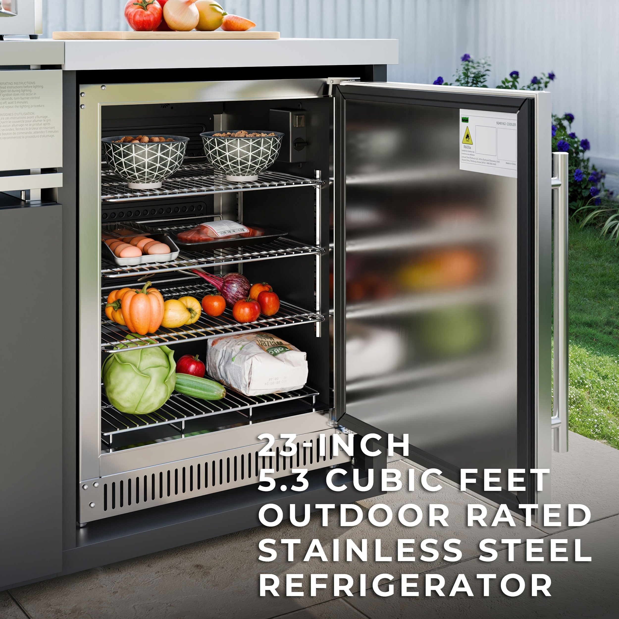 Emory 12' Galvanized Steel Outdoor Kitchen with outdoor rated refrigerator