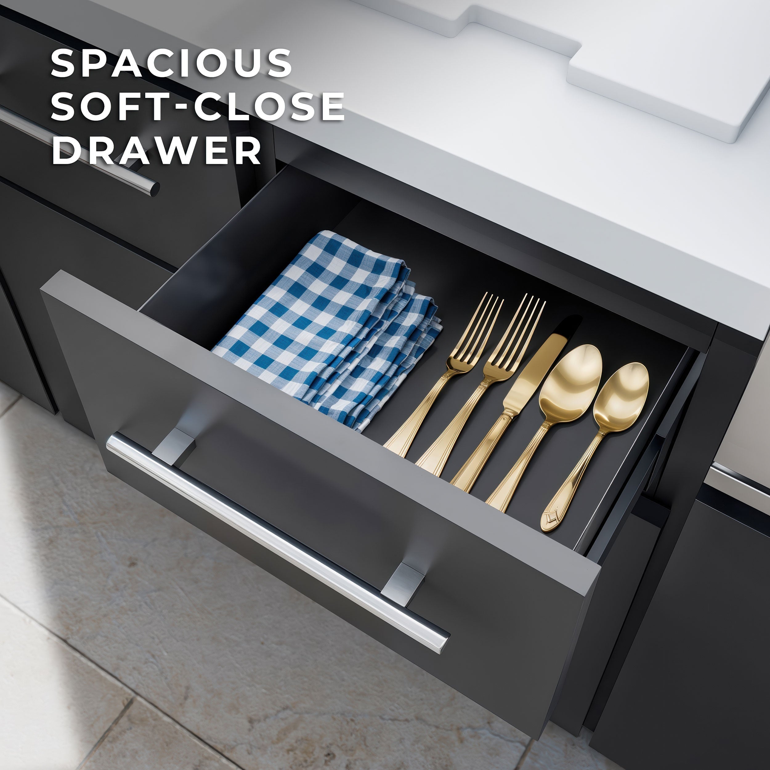 Emory 12' Galvanized Steel Outdoor Kitchen with one storage drawer