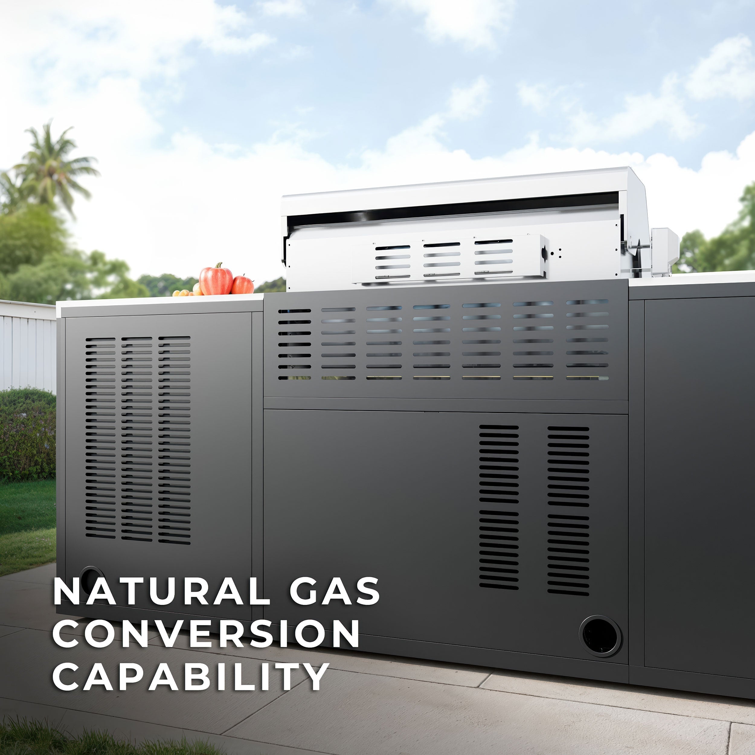 Emory 12' Galvanized Steel Outdoor Kitchen has natural gas conversion capability