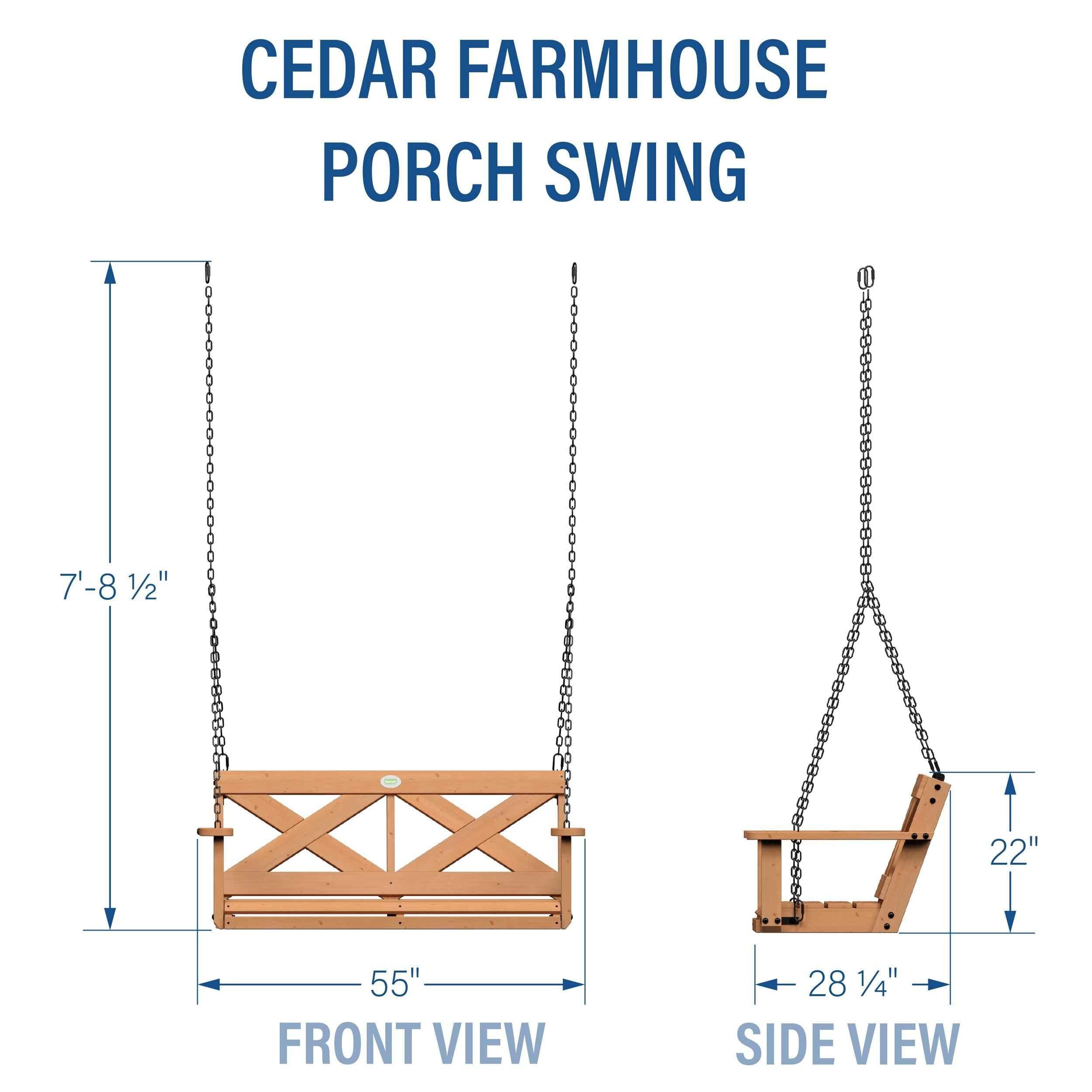 Backyard Discovery Cedar Farmhouse Porch Swing Light Brown.