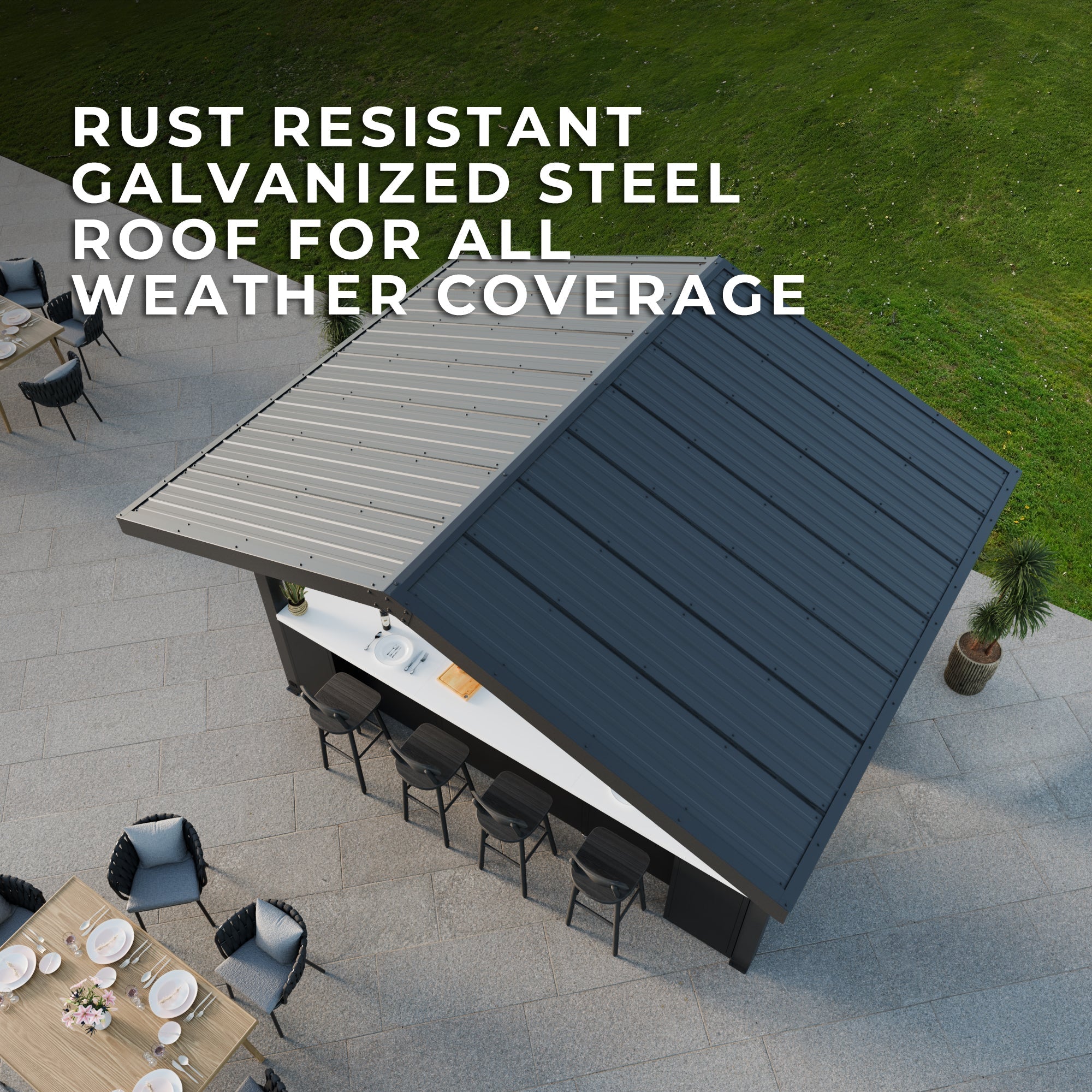 Lancaster Outdoor Kitchen Rust Resistant Roof