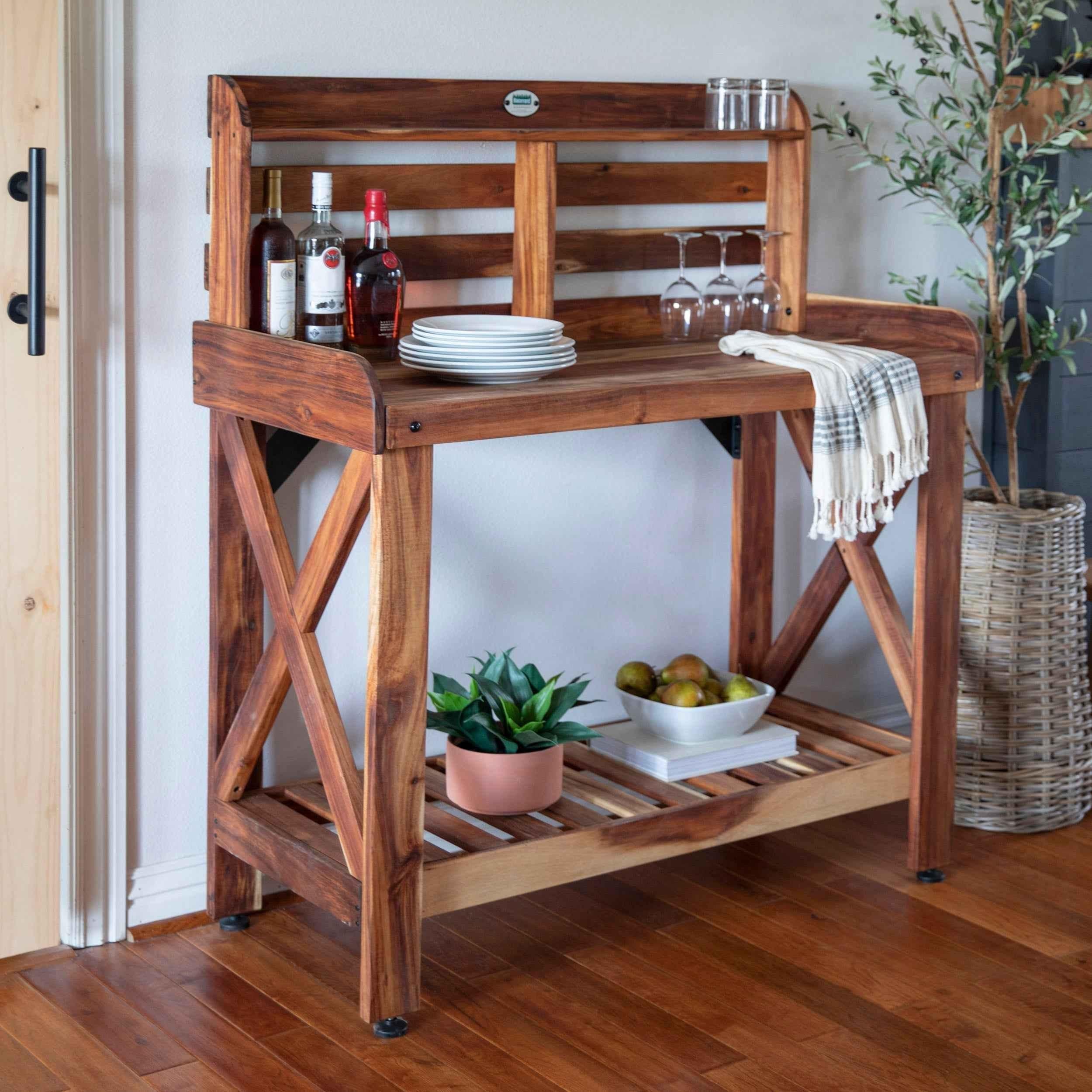 Backyard Discovery Potting Table/Bench/Serving Bar - Acacia Wood.