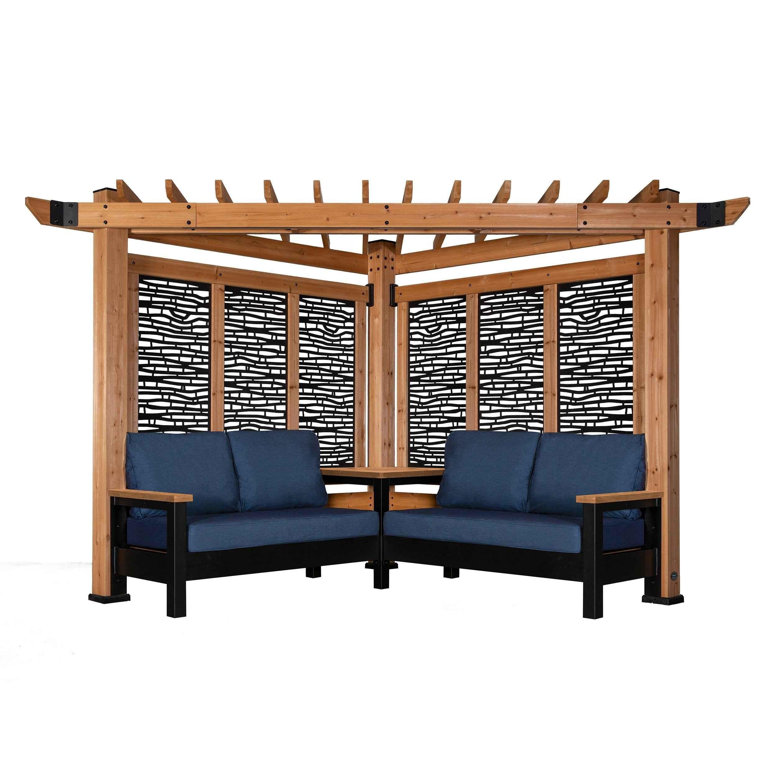 Backyard Discovery Tuscany Corner Pergola with Conversation Seating - Bamboo Panels.